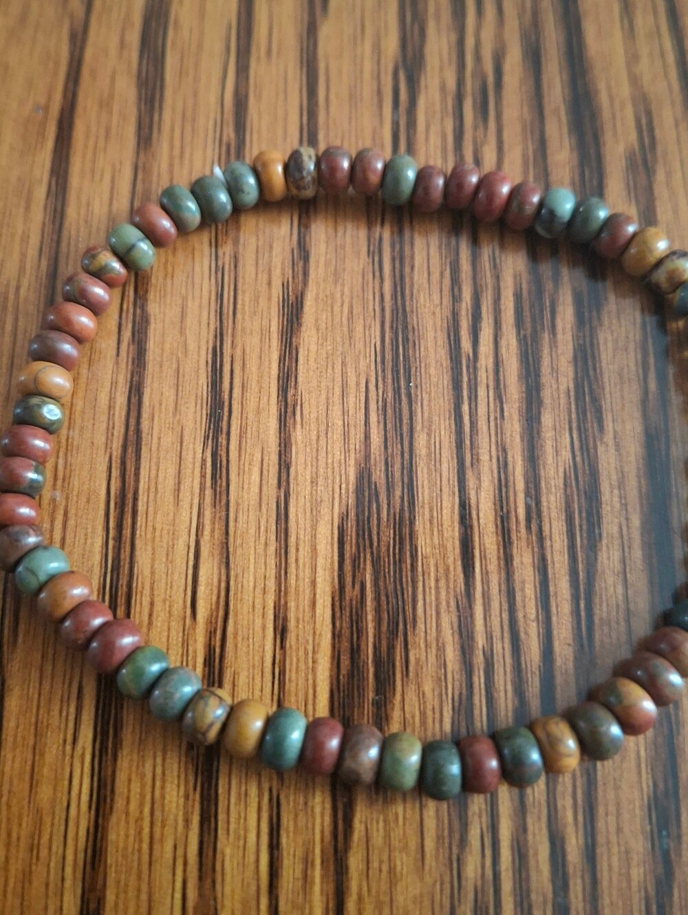 Picasso Jasper Natural Stone Beaded Stretch Bracelet 7"